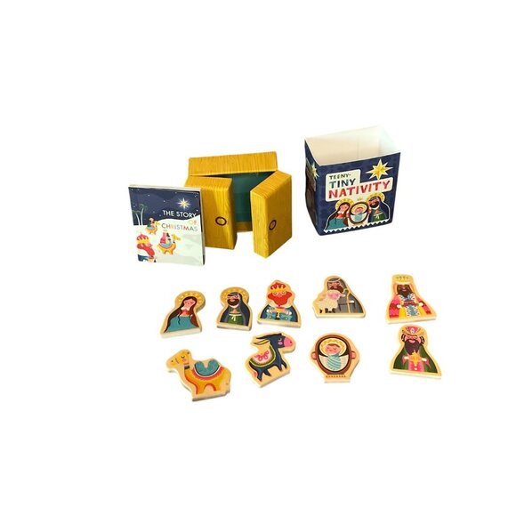 Teeny-Tiny Nativity Set  Wooden Figures & Mini Book By Running Press holiday - Picture 1 of 6
